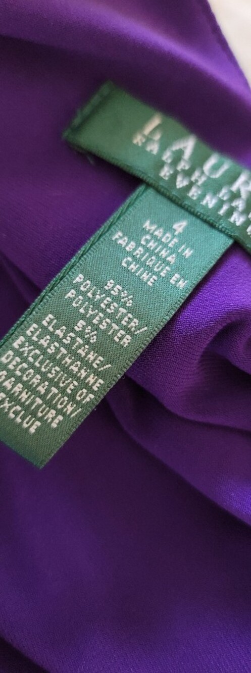 NWT Lauren Ralph Lauden Jersey Knit Full Length Gown Ruched Long Sleeve 4 - Picture 6 of 7